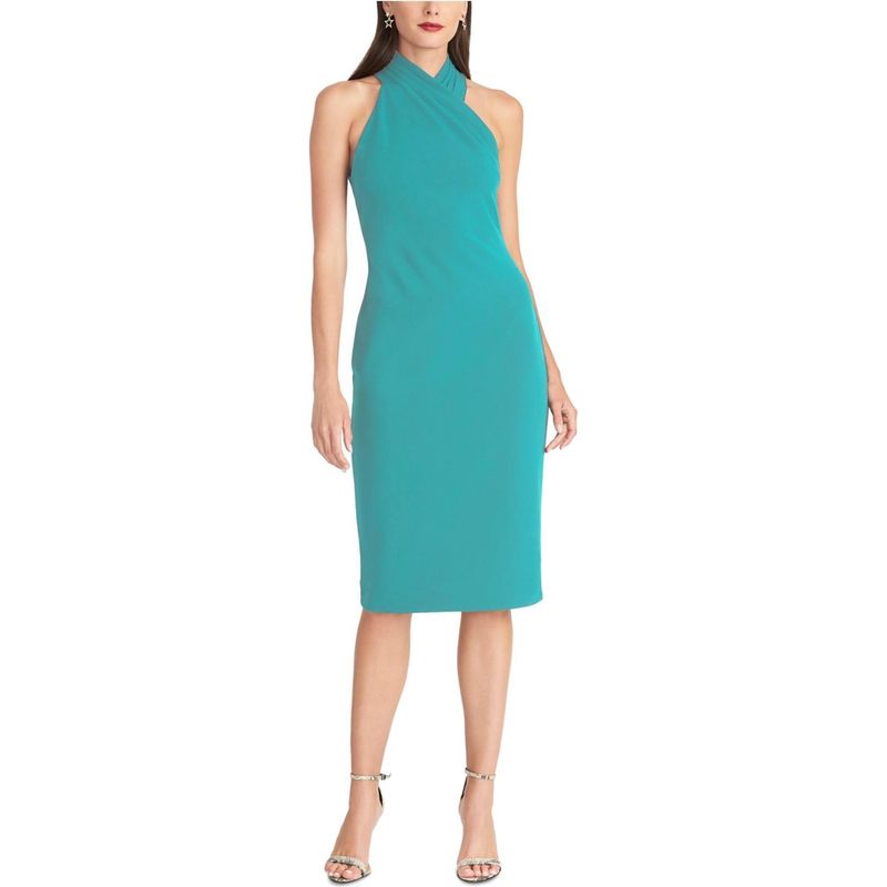 Rachel Roy Womens Halter Sheath Dress, Green, Xl, Dm